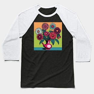 Retro vintage flower pot drawing Baseball T-Shirt